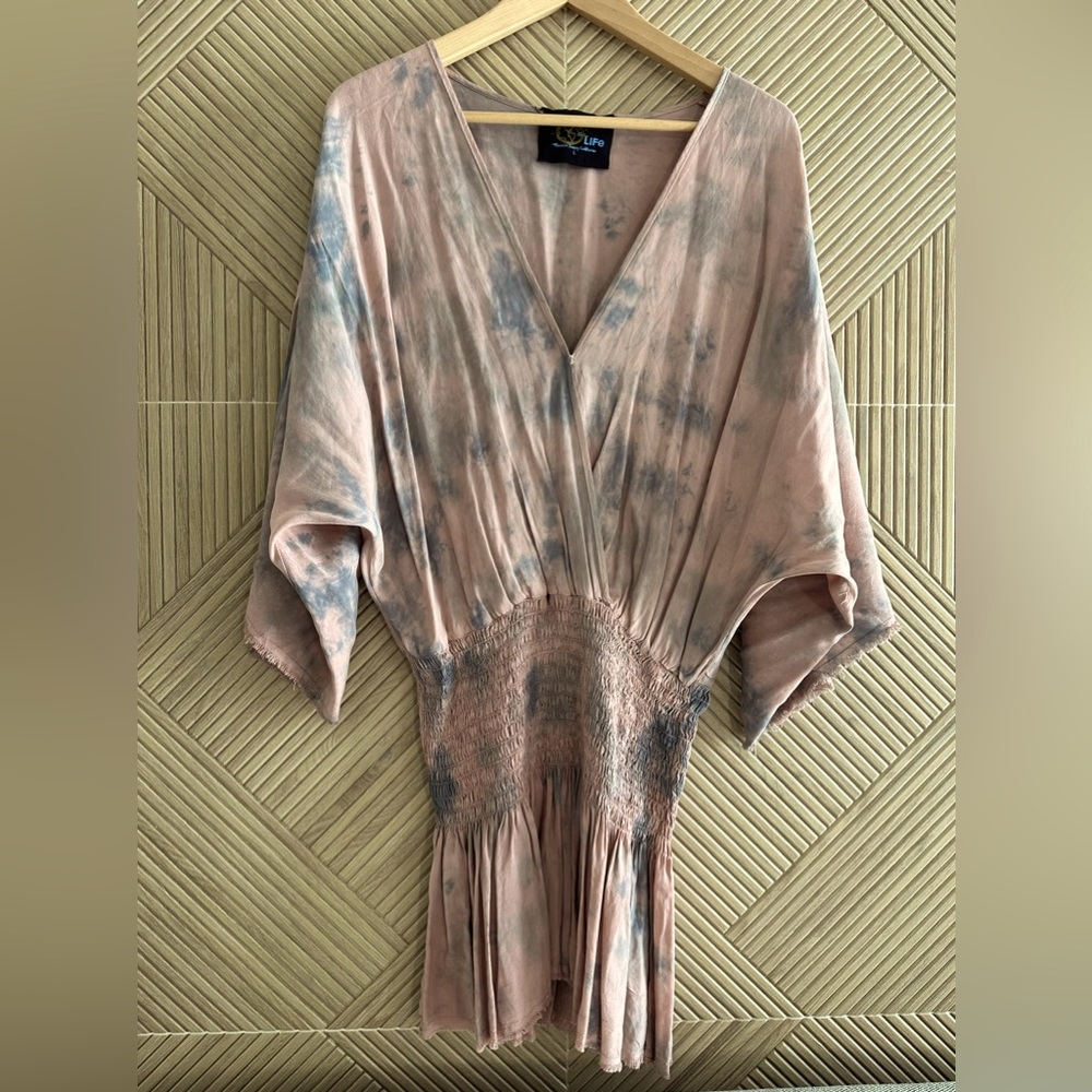 Blue Life Mauve Tie-Dye Cover Up Dress, L
